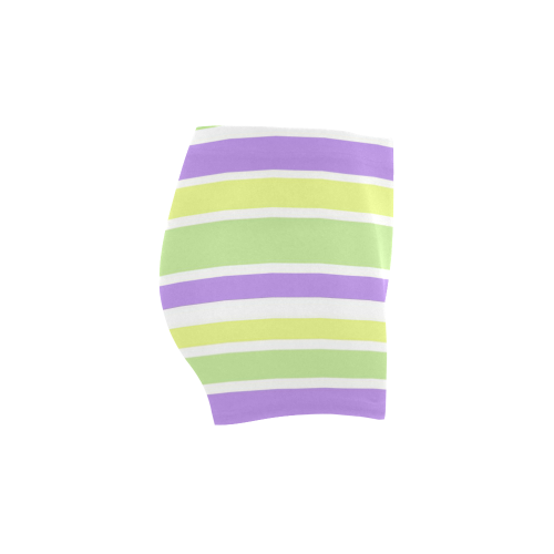 Yellow Green Purple Stripes Pattern Briseis Skinny Shorts (Model L04)
