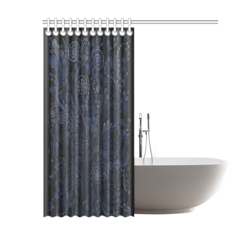 Ornamental Blue on Gray Shower Curtain 60"x72"