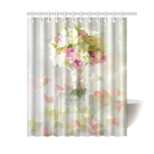 Low Poly Pastel Flower Shower Curtain 60"x72"