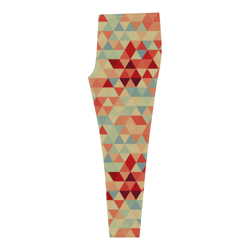 Modern Hipster TRINAGLES pattern red blue beige Cassandra Women's Leggings (Model L01)