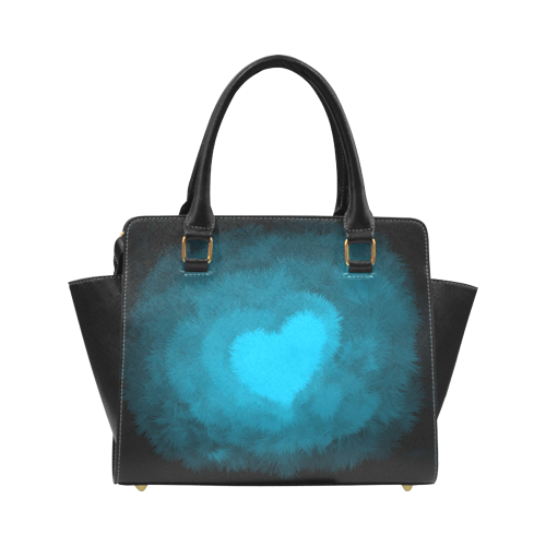Blue Fluffy Heart Classic Shoulder Handbag (Model 1653)
