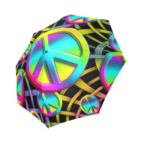 Neon Colorful PEACE pattern Foldable Umbrella (Model U01)