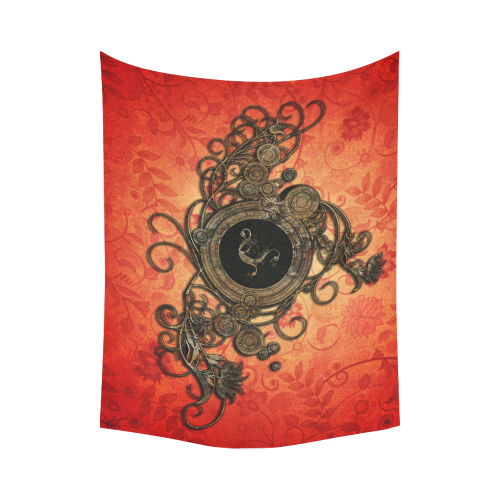 Decorative design, red and black Cotton Linen Wall Tapestry 80"x 60"