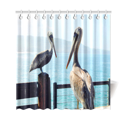 Seaside Pelican Chat Shower Curtain 69"x70"