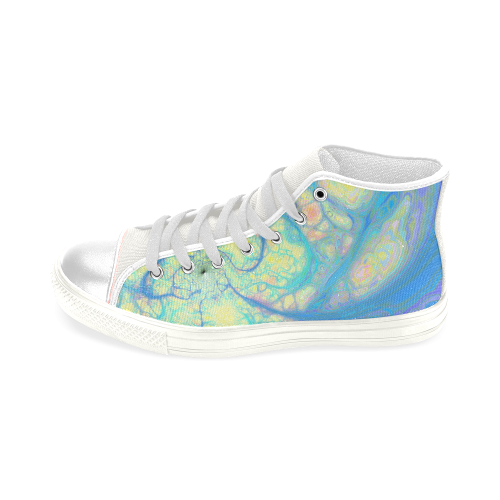 Blue Angel, Abstract Cosmic Azure Lemon Men’s Classic High Top Canvas Shoes (Model 017)