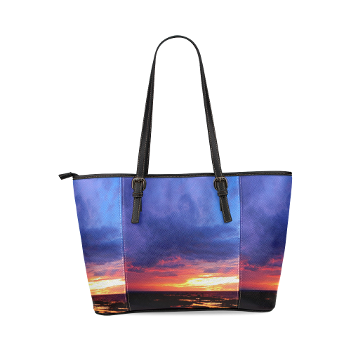 Evening's Face Leather Tote Bag/Large (Model 1640)