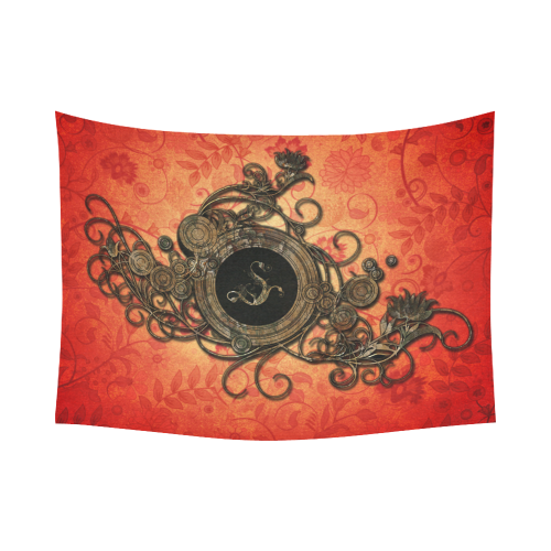 Decorative design, red and black Cotton Linen Wall Tapestry 80"x 60"