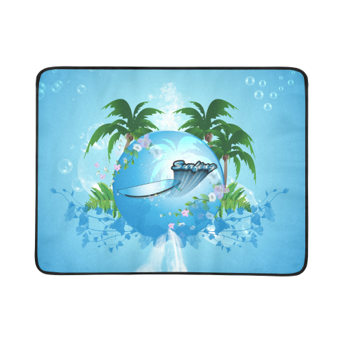 Surfing, tropical design Beach Mat 78"x 60"