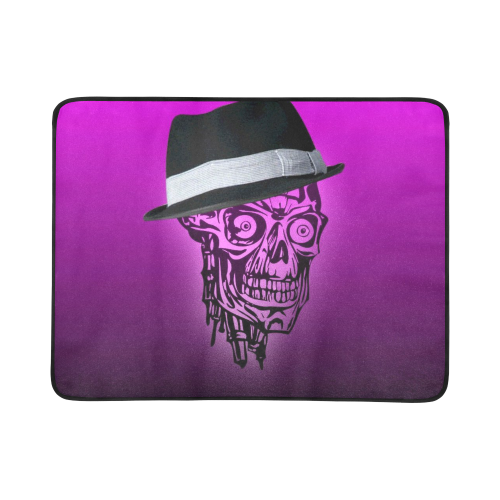 elegant skull with hat,hot pink Beach Mat 78"x 60"