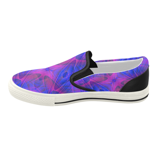 Blue and Purple Abstract Women's Slip-on Canvas Shoes (Model 019)
