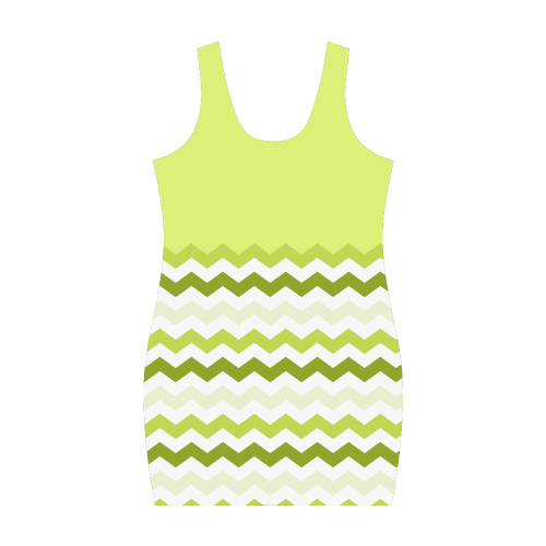 Lemon Green White Zig Zag Trendy Chevron Medea Vest Dress (Model D06)