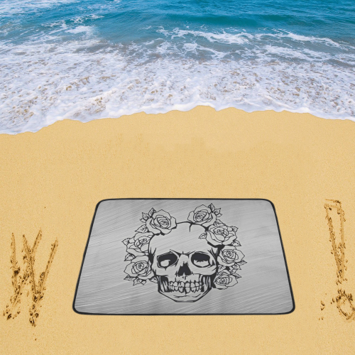 skull with roses Beach Mat 78"x 60"