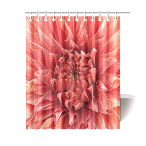 Bright Red Dahlia Flower Shower Curtain 60"x72"