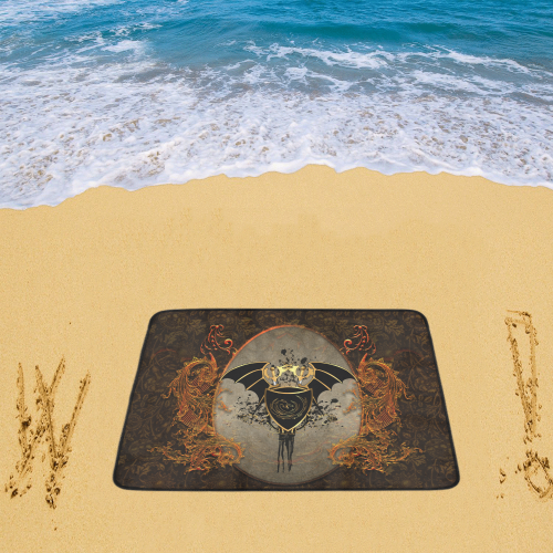 Dragon with swords and wings Beach Mat 78"x 60"