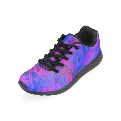 Geometric Fractal Blue and Purple Women’s Running Shoes (Model 020)