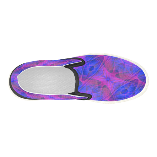 Blue and Purple Abstract Women's Slip-on Canvas Shoes (Model 019)