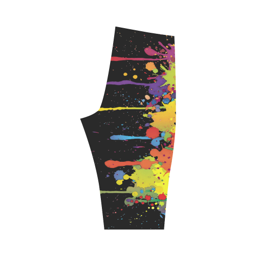 Crazy multicolored running SPLASHES Hestia Cropped Leggings (Model L03)