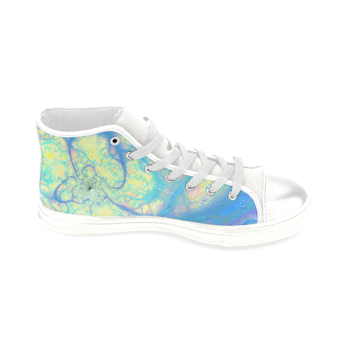 Blue Angel, Abstract Cosmic Azure Lemon Men’s Classic High Top Canvas Shoes (Model 017)