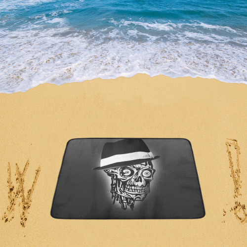 Elegant Skull with hat,B&W Beach Mat 78"x 60"