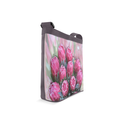 Pink Ice Protea Crossbody Bags (Model 1613)