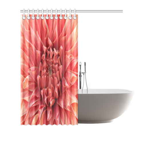 Bright Red Dahlia Flower Shower Curtain 66"x72"