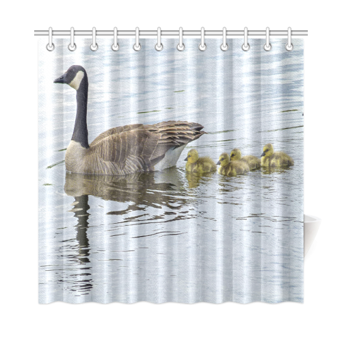 Goose And Baby Goslings Shower Curtain 72"x72"