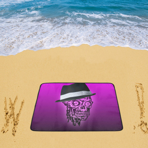 elegant skull with hat,hot pink Beach Mat 78"x 60"