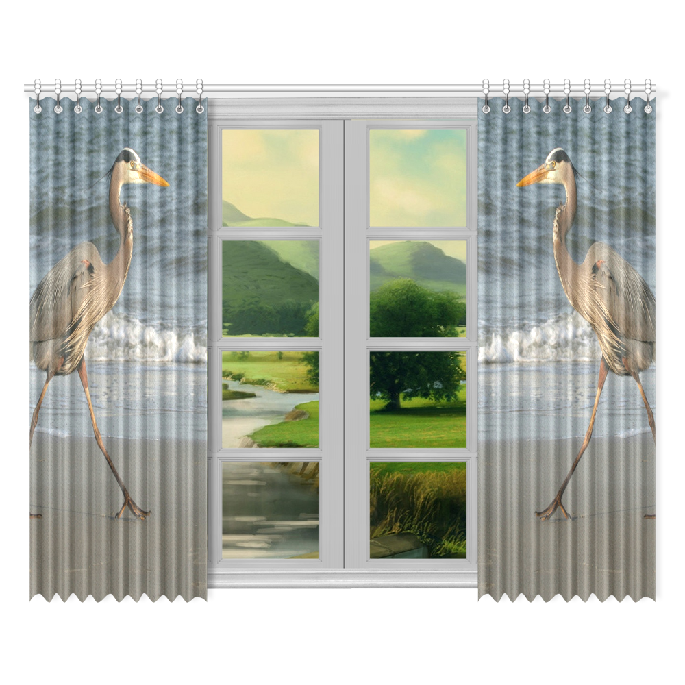 Blue Heron Stride Window Curtain 52"x84"(Two Pieces) ID D362205