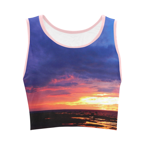 Evening's Face Women's Crop Top (Model T42)