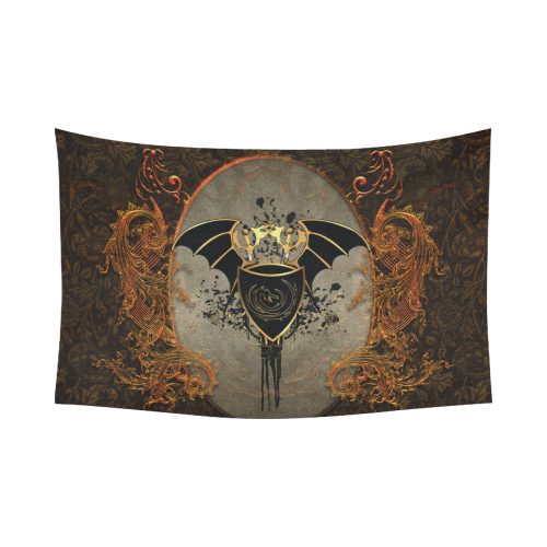 Dragon with swords and wings Cotton Linen Wall Tapestry 90"x 60"