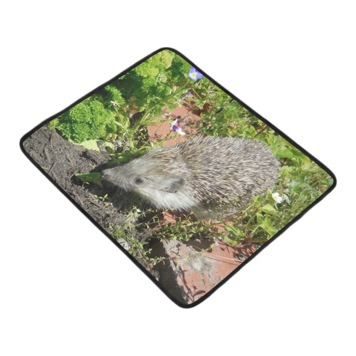 hedgehog- cute visit to the garden Beach Mat 78"x 60"