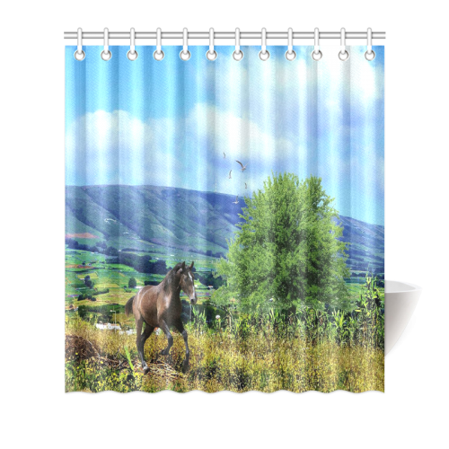 Mountain Side Gallop Shower Curtain 66"x72"