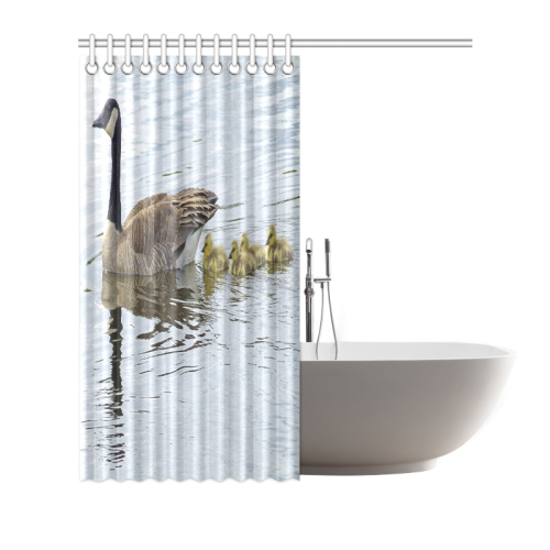 Goose And Baby Goslings Shower Curtain 72"x72"