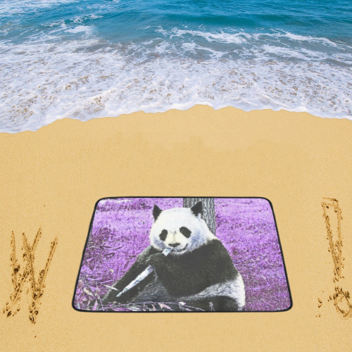 funky lilac panda Beach Mat 78"x 60"