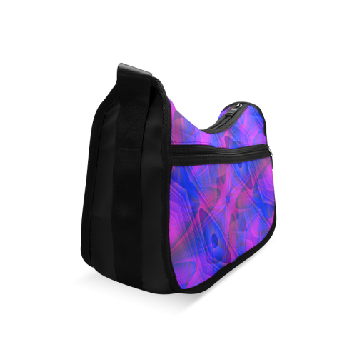 Modern Abstract Purple and Blue on Black Crossbody Bags (Model 1616)