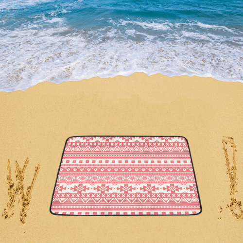 fancy tribal border pattern 08 red Beach Mat 78"x 60"