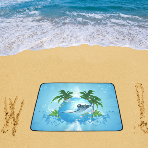 Surfing, tropical design Beach Mat 78"x 60"