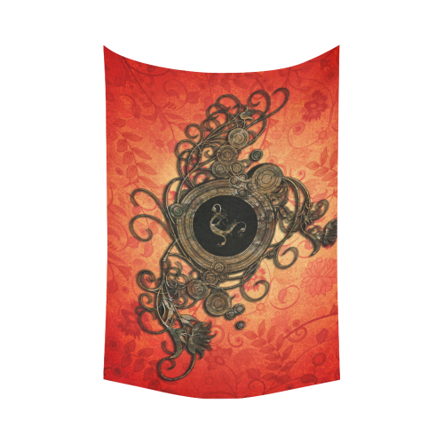Decorative design, red and black Cotton Linen Wall Tapestry 90"x 60"