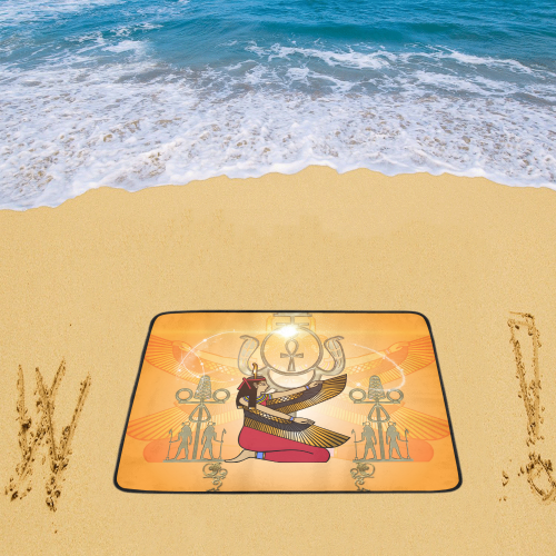 Beautiful Isis with egyptian sign Beach Mat 78"x 60"
