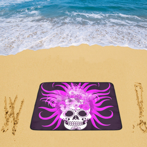hippie skull,pink Beach Mat 78"x 60"
