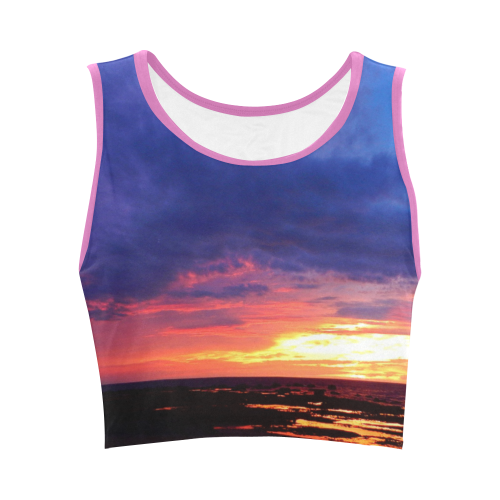 Evening's Face Women's Crop Top (Model T42)