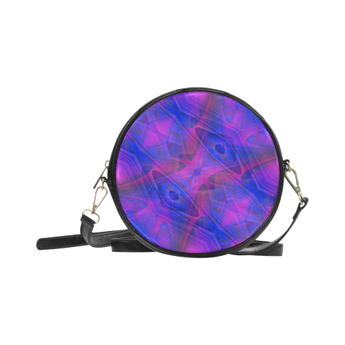 Fractal Alien Geometry Blue and Purple Round Sling Bag (Model 1647)