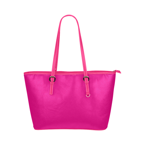 Hot Pink Happiness Leather Tote Bag/Large (Model 1651)