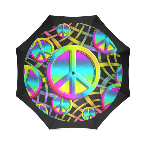 Neon Colorful PEACE pattern Foldable Umbrella (Model U01)