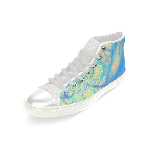 Blue Angel, Abstract Cosmic Azure Lemon Men’s Classic High Top Canvas Shoes (Model 017)