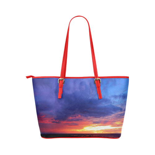 Evening's Face Leather Tote Bag/Large (Model 1651)