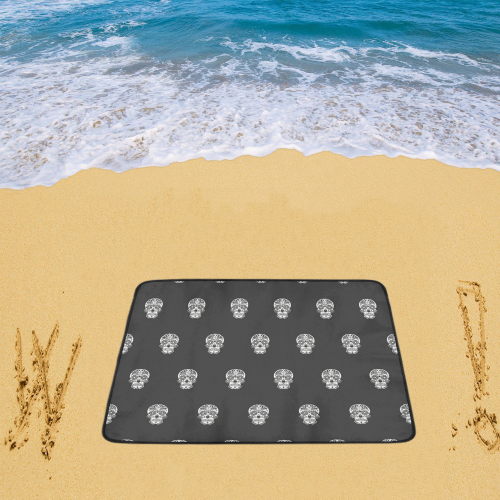 skull pattern bw Beach Mat 78"x 60"