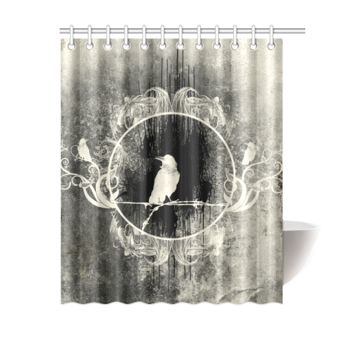 The crow with flowers, vintage design Shower Curtain 60"x72"