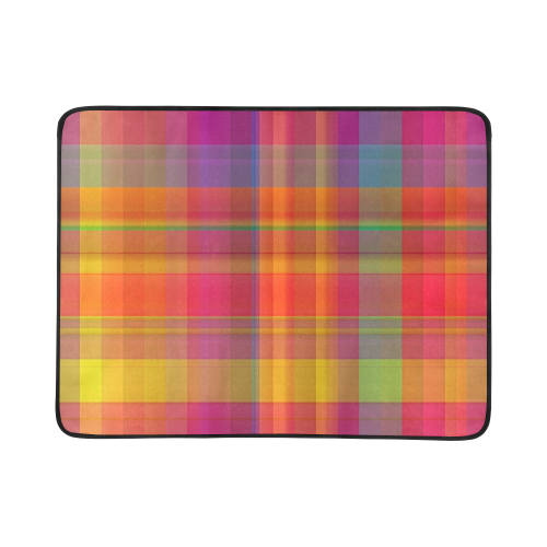 modern plaid, hot colors Beach Mat 78"x 60"