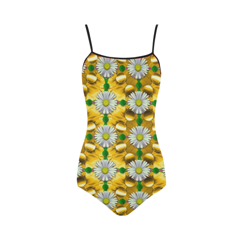 Summer festive in green grass Strap Swimsuit ( Model S05)